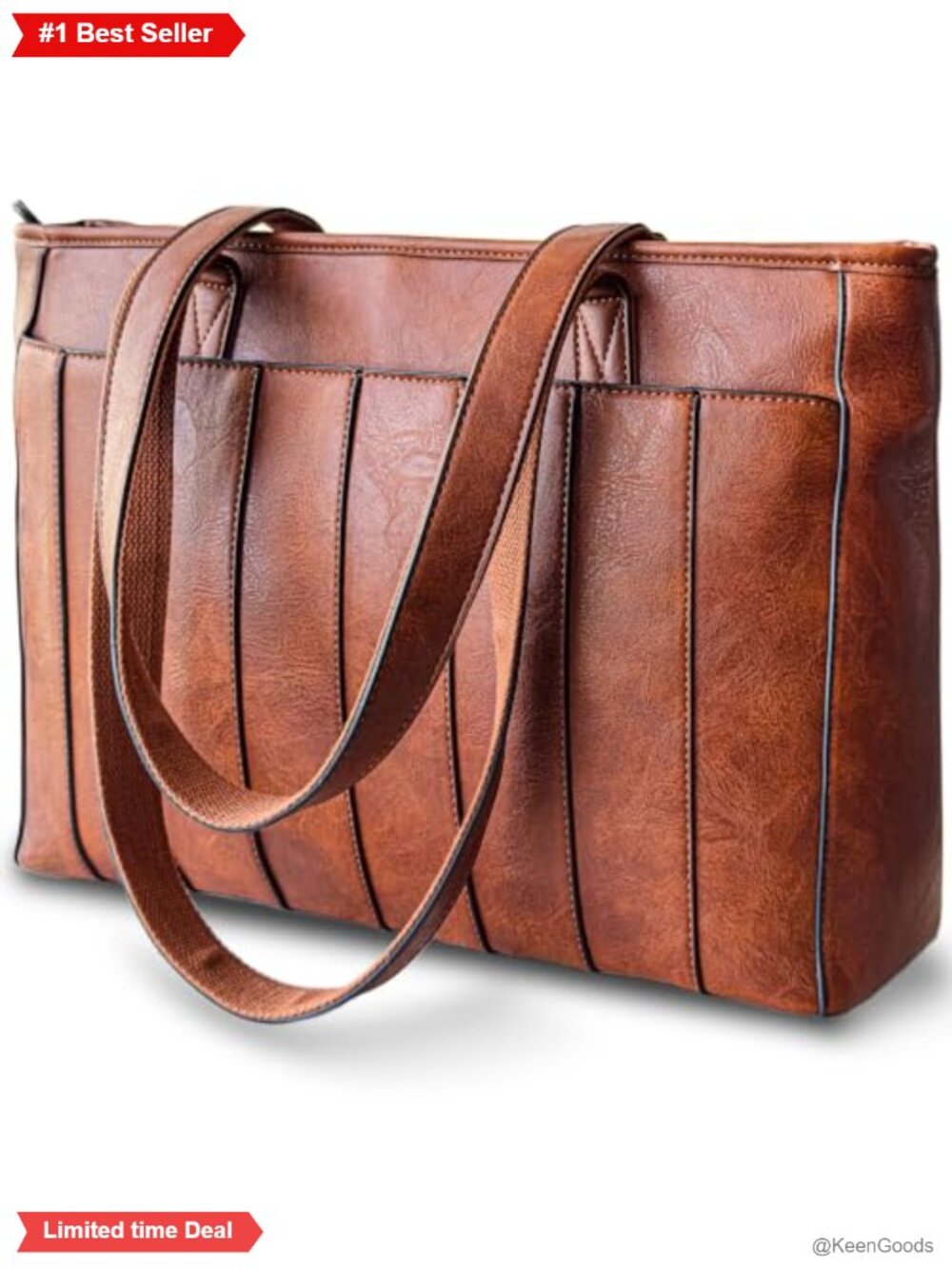 Vegan Leather Laptop Tote Bag for Women 14 Inch Work Computer Bag Padded